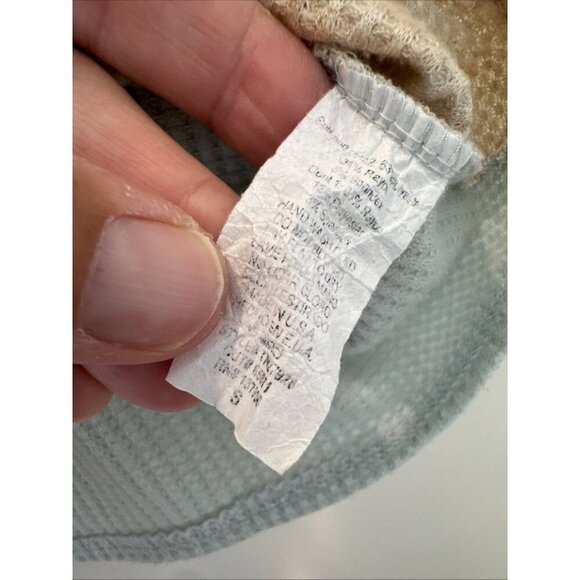 Waffle Button Front Top Blouse Womens Small Tie Front - Picture 6 of 8